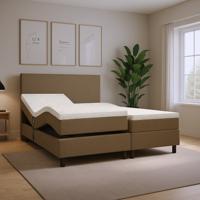 OP=OP Elektrische boxspring Basic 160 x 200 Suede Taupe - zonder Hoofdbord