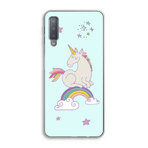 Regenboog eenhoorn: Samsung Galaxy A7 (2018) Transparant Hoesje