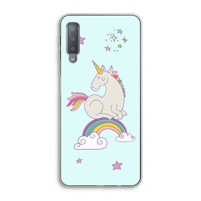 Regenboog eenhoorn: Samsung Galaxy A7 (2018) Transparant Hoesje