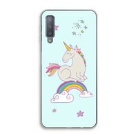 Regenboog eenhoorn: Samsung Galaxy A7 (2018) Transparant Hoesje