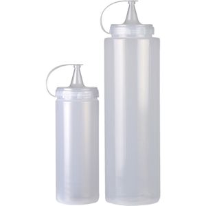 Doseerflessen/sausflessen - set 2x - met schenktuit - 400 en 1000 ml