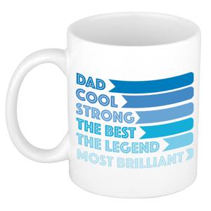 Cadeau koffie/thee mok voor papa - lijstje beste papa - blauw - 300 ml - Vaderdag