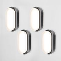 Set van 4 C-Series - LED Plafondlamp zwart ovaal - Wandlamp - Scheepslamp - IP54 - 18 Watt - 1830lm - 4000K neutraal wit - voor binnen en buiten