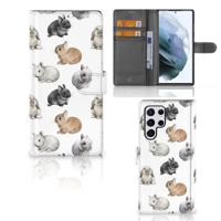 Telefoonhoesje | Met pasjeshouder | voor Samsung Galaxy S22 Ultra Konijntjes