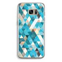 Gekleurde driehoekjes blauw: Samsung Galaxy S7 Edge Transparant Hoesje