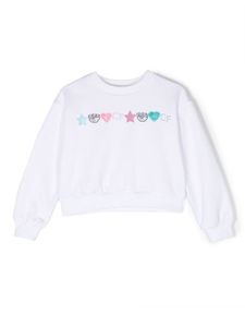 Chiara Ferragni Kids sweat à ornements - Blanc