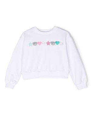 Chiara Ferragni Kids sweat à ornements - Blanc