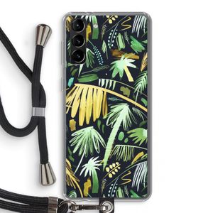 Tropical Palms Dark: Samsung Galaxy S21 Plus Transparant Hoesje met koord