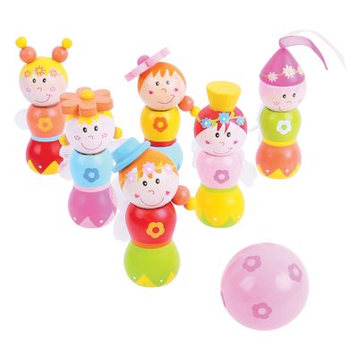 Bigjigs houten bowlingset prinsessen, 7dlg.