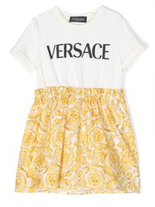 Versace Kids robe superposée à logo imprimé - Blanc