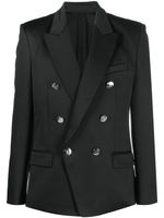 Balmain blazer croisé à boutons logo - Noir - thumbnail