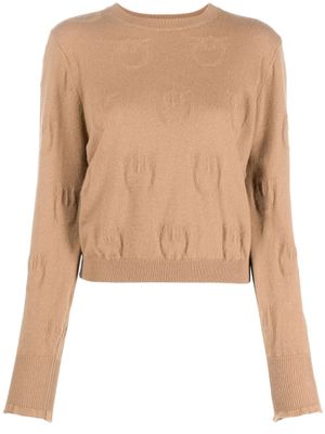 PINKO haut en cachemire à logo embossé - Marron