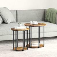 Bijzettafelset 2 pcs Gerookte eik en Zwart 50 x 50 x 50.5 cm