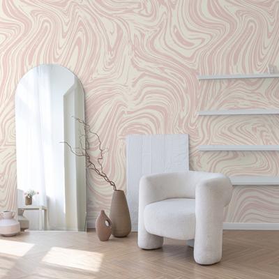 Modern Behang Liquid Marble Rol Roze