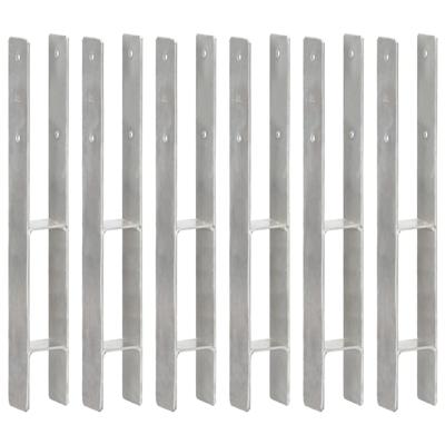Grondankers 6 st 7x6x60 cm gegalvaniseerd staal zilverkleurig