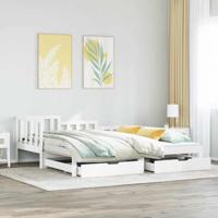 Slaapbank met onderschuifbed/lades zonder matras 80x200 cm wit