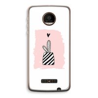 Zwart-wit cactus: Motorola Moto Z Force Transparant Hoesje