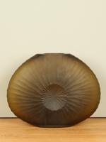 Glazen vaas bruin, gematteerd en geslepen, 32 cm