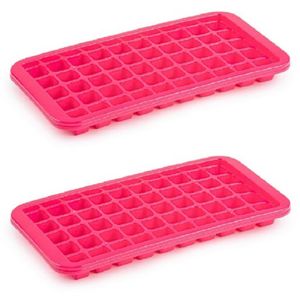 2x stuks Trays met Cocktail ijsblokjes/ijsklontjes vormen 50 vakjes kunststof roze