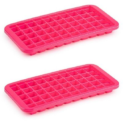 2x stuks Trays met Cocktail ijsblokjes/ijsklontjes vormen 50 vakjes kunststof roze