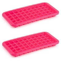 2x stuks Trays met Cocktail ijsblokjes/ijsklontjes vormen 50 vakjes kunststof roze