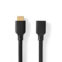 Nedis Ultra High Speed HDMI-Kabel | HDMI Connector | HDMI Female | 8K@60Hz | 48 Gbps | 2.00 m | Rond | 7.9 mm | Zwart | Doos - CVGB35090BK20