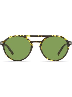 Zegna lunettes de soleil rondes à effet écailles de tortue - Marron