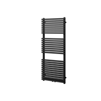 Vipera Vesuvio enkele handdoekradiator 50 x 120 cm centrale verwarming mat zwart zij- en middenaansluiting 808W