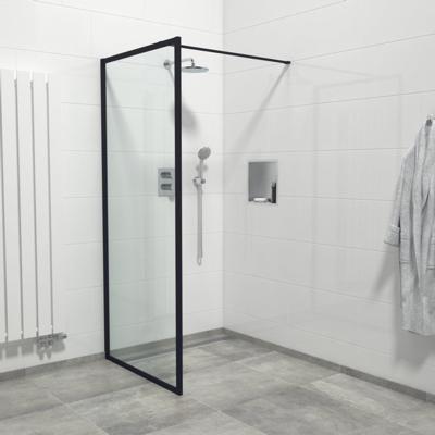 Marenza Bellini Inloopdouche - 90x200cm - veiligheidsglas - helder glas - frame rondom - anti kalk - mat zwart Mirrors-90