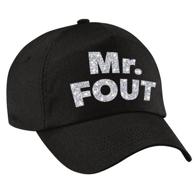 Mr. FOUT pet /cap zwart met zilver bedrukking heren Mr. FOUT pet /cap zwart met zilver bedrukking heren