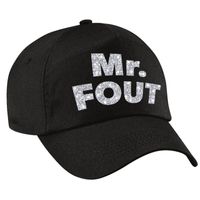 Mr. FOUT pet /cap zwart met zilver bedrukking heren Mr. FOUT pet /cap zwart met zilver bedrukking heren