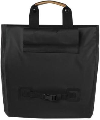 Basil urban dry shopper - waterdichte fietsshopper, vegan leather details, verstelbare sluiting, reflectie, mat zwart