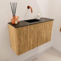 Toiletmeubel Mondiaz Joya Dlux | 70 cm | Meubelkleur Oak | Faye wastafel Lava Wasbak Midden | Zonder kraangat(en) Toiletmeubel Mondiaz Joya Dlux | 70 cm | Meubelkleur Oak | Faye wastafel Lava Wasbak Midden | Zonder kraangat(en)