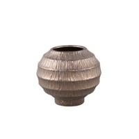 PTMD Cherith Bronze round ceramic pot ribbed S