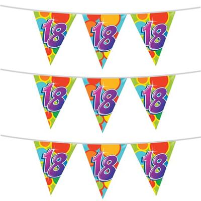 Haza 18 jaar Verjaardag Vlaggetjes - 3x stuks - leeftijd versiering - plastic - 10 meter - feestarti