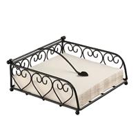 Servettenhouder - zwart - 18 x 18 x 7 cm - hartjes - metaal - houder voor servetten