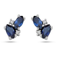 Oorknoppen witgoud-saffier-diamant 2 x 0.01 ct Hp1 blauw-wit 4,5 x 7,5 mm