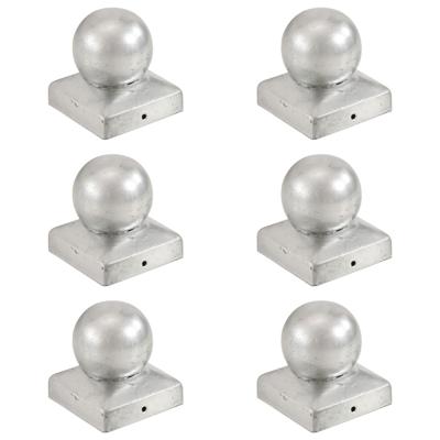 VidaXL Paalkappen 6 st bol 71x71 mm gegalvaniseerd metaal