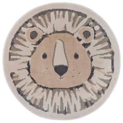 Vloerkleed Kids Little Lion Rond - Beige maat: xcm - materiaal: Polypropyleen - Dekbed-Discounter.nl