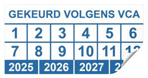 Keuringssticker gekeurd volgens VCA rechthoek  50 x 25 mm - 250 stuks (op rol)