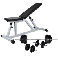 VidaXL Trainingsbank met halterset 60,5 kg - thumbnail