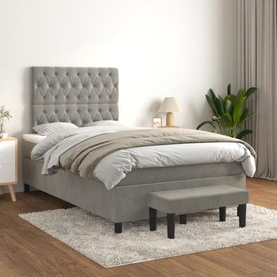 Boxspring met matras fluweel lichtgrijs 120x200 cm