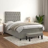 Boxspring met matras fluweel lichtgrijs 120x200 cm