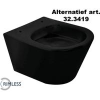 Wiesbaden Vesta Junior Wandcloset Rimless Verkort - Mat Zwart
