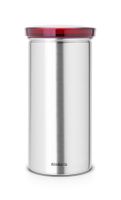 Brabantia voorraadbus voor 18 koffiepads matt steel fingerprint proof / red