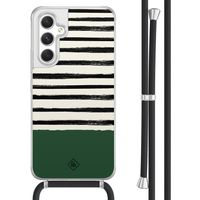 Samsung Galaxy A54 hoesje met koord - Green stripes