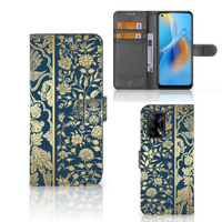 OPPO A74 4G Hoesje Beige Flowers - thumbnail