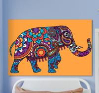 Canvas schilderij olifanten Veelkleurige mandala-olifanten lopen
