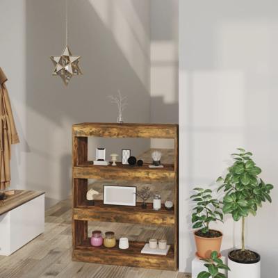 Boekenkast/kamerscherm 80x30x103 cm bewerkt hout gerookt eiken