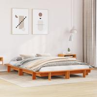 Bedframe zonder matras massief grenenhout wasbruin 120x200 cm